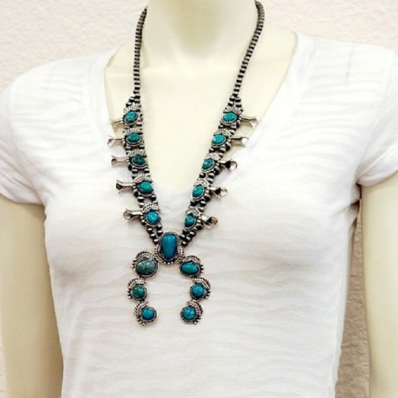 Turquoise Squash Blossom Necklace - Picture 2 of 3